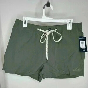 NWT AMERICAN OUTBACK Green tie & elastic shorts with pockets, size L.